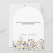 Dusty Blue Wildflowers Elegant Arch Wedding Kaart (Achterkant)