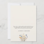 Dusty Blue Wildflowers Elegant Ivoor Wedding Kaart (Achterkant)
