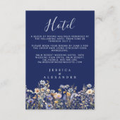 Dusty Blue Wildflowers Elegant Navy Wedding Hotel Informatiekaartje (Voorkant)