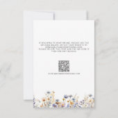 Dusty Blue Wildflowers Elegant QR Code Wedding RSVP Kaartje (Achterkant)