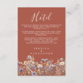 Dusty Blue Wildflowers Elegant Rust Wedding Hotel Informatiekaartje (Voorkant)