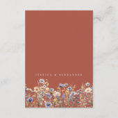 Dusty Blue Wildflowers Elegant Rust Wedding Hotel Informatiekaartje (Achterkant)