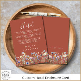 Dusty Blue Wildflowers Elegant Rust Wedding Hotel Informatiekaartje