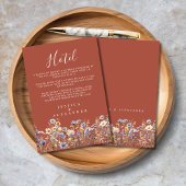 Dusty Blue Wildflowers Elegant Rust Wedding Hotel Informatiekaartje