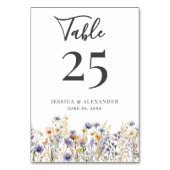 Dusty Blue Wildflowers Elegant Script Wedding Kaart (Voorkant)