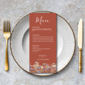 Dusty Blue Wildflowers Elegant Terracotta Wedding Menu