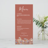 Dusty Blue Wildflowers Elegant Terracotta Wedding Menu (Staand voorkant)