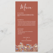 Dusty Blue Wildflowers Elegant Terracotta Wedding Menu (Voorkant)