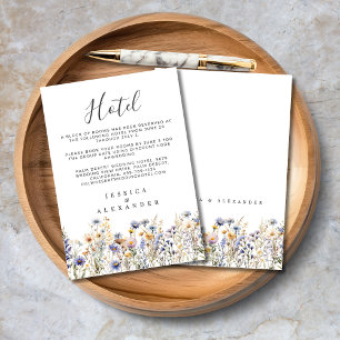 Dusty Blue Wildflowers Elegant Wedding Hotel Informatiekaartje