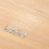 Dusty Blue Wildflowers Elegant Wedding Save Date Acryl Uitnodigingen (Laagn)