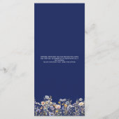 Dusty Blue Wildflowers Formal Elegant Navy Wedding Menu (Achterkant)