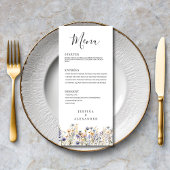 Dusty Blue Wildflowers Formal Elegant Wedding Menu