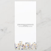 Dusty Blue Wildflowers Formal Elegant Wedding Menu (Achterkant)