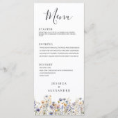 Dusty Blue Wildflowers Formal Elegant Wedding Menu (Voorkant)