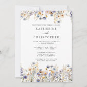 Dusty Blue Wildflowers formele bruiloft Kaart (Voorkant)