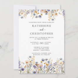 Dusty Blue Wildflowers formele bruiloft Kaart