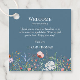 Dusty Blue Wildflowers Meadow Welcome Gift Label