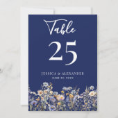 Dusty Blue Wildflowers Wedding 5x7 Tafelnummer (Voorkant)