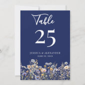 Dusty Blue Wildflowers Wedding 5x7 Tafelnummer (Achterkant)