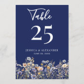 Dusty Blue Wildflowers Wedding 5x7 Tafelnummer (Achterkant)
