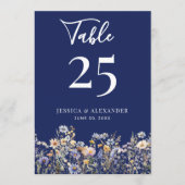 Dusty Blue Wildflowers Wedding 5x7 Tafelnummer (Voorkant)