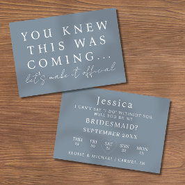 Dusty Blue Will You Be My Bridesmaid Proposal Card Kaart