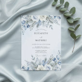 Dusty Blue Winter Bloom Wedding Kaart