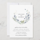 Dusty Blue Winter Botanical Wreath Wedding Kaart (Voorkant)