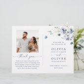 Dusty Blue Winter Foliage Wedding Ceremony Program (Staand voorkant)
