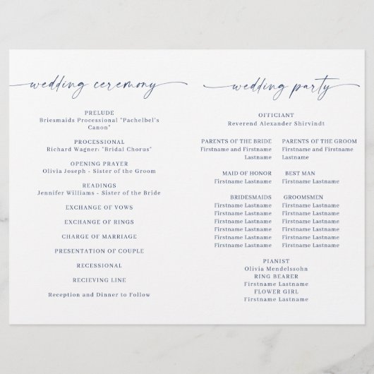 Dusty Blue Winter Foliage Wedding Ceremony Program (Achterkant)