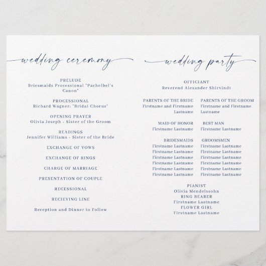 Dusty Blue Winter Foliage Wedding Ceremony Program (Achterkant)