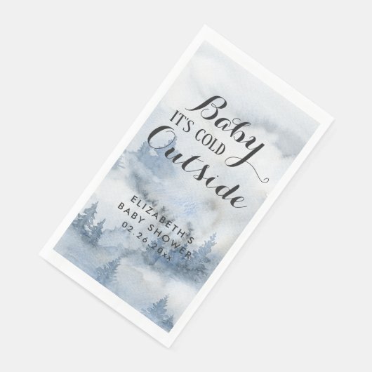 Dusty Blue Winter Forest - Baby Het is koud buiten Servet (Hoek)