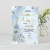 Dusty Blue Winter Forest kerstfeest Kaart (Staand voorkant)