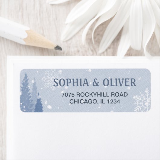 Dusty Blue Winter Landschap Etiket (Insitu)