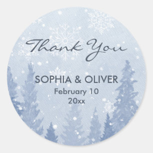 Dusty Blue Winter Scene Ronde Sticker