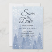 Dusty Blue Winter Scene Save The Date (Voorkant)