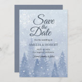 Dusty Blue Winter Scene Save The Date (Voorkant / Achterkant)