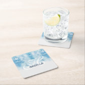 Dusty Blue Winter Script Calligraphy Monogram Kartonnen Onderzetters (Insitu)