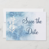 Dusty Blue Winter Script Calligraphy Save the Date (Voorkant)