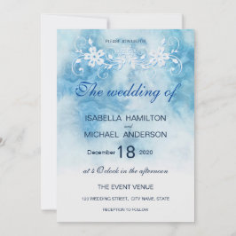 Dusty Blue Winter Script Calligraphy Waterverf Kaart