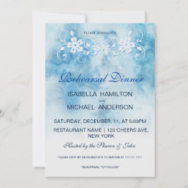 Dusty Blue Winter Script Calligraphy Waterverf Kaart