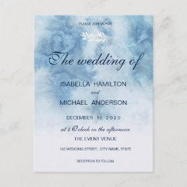 Dusty Blue Winter Script Calligraphy White Branch Briefkaart