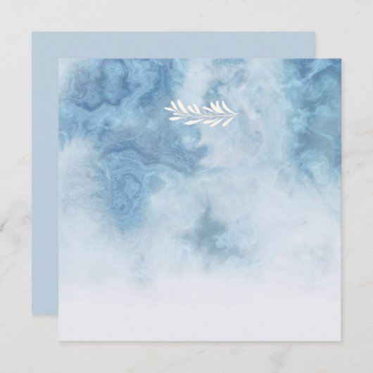 Dusty Blue Winter Script Calligraphy White Branch Kaart (Voorkant / Achterkant)