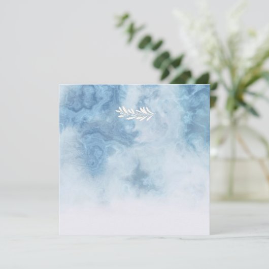 Dusty Blue Winter Script Calligraphy White Branch Kaart (Staand voorkant)