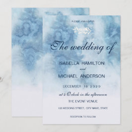 Dusty Blue Winter Script Calligraphy White Branch Kaart