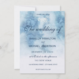 Dusty Blue Winter Script Calligraphy White Branch Kaart