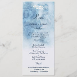 Dusty Blue Winter Script Calligraphy White Branch Menu