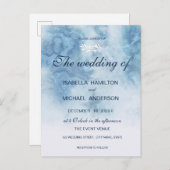 Dusty Blue Winter Script Calligraphy White Branch Uitnodiging Briefkaart (Voorkant / Achterkant)