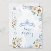 Dusty Blue Winter Season Floral Mis Quince Invite Kaart (Achterkant)