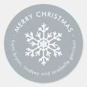 Dusty Blue Winter Snowflake Christmas Gift Label (Voorkant)